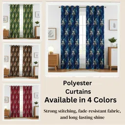 GEET CREATIONS Navy Blue & Beige Set of 2 Ethnic Motifs Room Darkening Door Curtain image 4