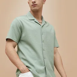 Fame Forever by Lifestyle Men Cuban Collar Textured Cotton Casual Shirt-picture-25