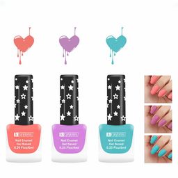 krayons Set Of 3 Gel Based Matte Finish Nail Enamel - Blossom Peach+Plum+Cyan Matte-picture-1