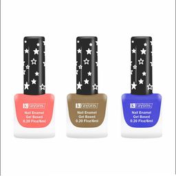 krayons Set Of 3 Gel Based Matte Finish Nail Enamel - Blossom Peach+Nude Beige+Blue Ink-picture-2