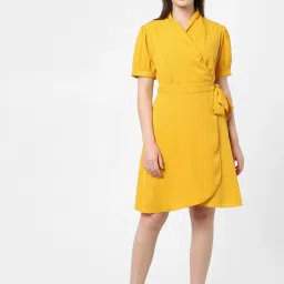 Vero Moda Yellow Mini Wrap Dress image 1