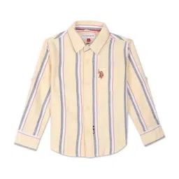 U.S. Polo Assn. Kids Yellow Cotton Striped Full Sleeves Shirt-picture-29