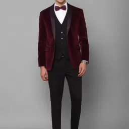 Louis Philippe Maroon Slim Fit Three Piece Suit image 1