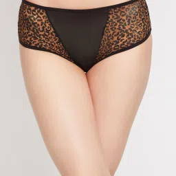 Clovia Black Animal Print Hipster Panty image 1
