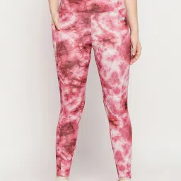 Clovia Maroon Tie - Dye Active Tights image 1