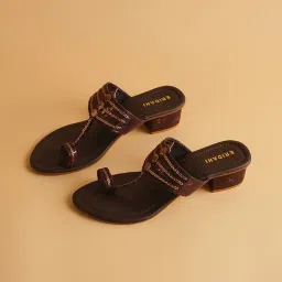 Eridani Women's Veera Brown Kolhapuri Sandals image 1