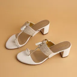 Eridani Women's Nyla White Kolhapuri Sandals image 1