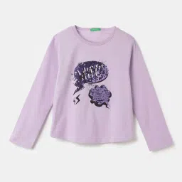 United Colors of Benetton Kids Purple Cotton Embellished Full Sleeves T-Shirt-picture-18