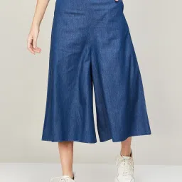 Ginger by Lifestyle Blue Cotton Mid Rise Culottes image 1