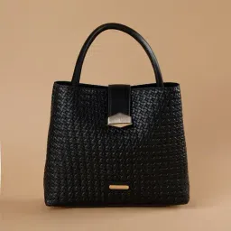 Ginger by Lifestyle Black Textured Handbag-image-17