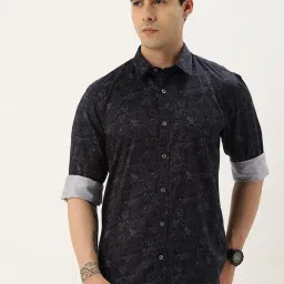 Burnt Umber Black Regular Fit Printed Shirt image 1