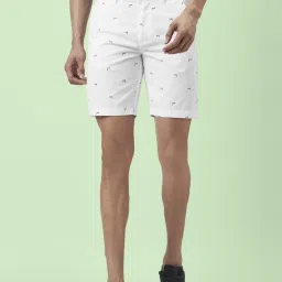 Byford By Pantaloons White Cotton Slim Fit Printed Shorts image 1