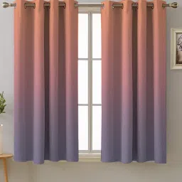 SPACES DRAPE STORY Elegent Self Pink & Lillac Polyester 9 ft Long Door Curtains - Set of 2 image 1
