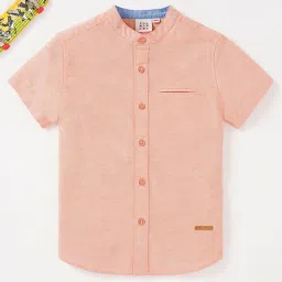 Ed-a-Mamma Kids Light Coral Solid Full Sleeves Shirt image 1