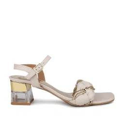 Design Crew Women's Beige Ankle Strap Sandals image 1