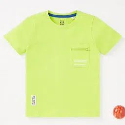 Ed-a-Mamma Kids Neon Green Solid T-Shirt image 1