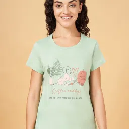 Dreamz by Pantaloons Green Cotton Printed T-Shirt image 1