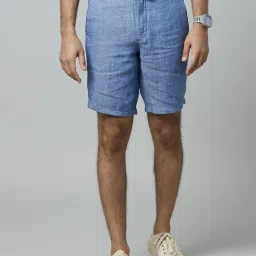 celio Celio* Blue Linen Regular Fit Shorts image 1