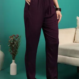 Moda Rapido Women Burgundy Printed Viscose Rayon Kurta Sets image 2