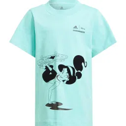 Adidas Kids Blue & Black Cotton Printed T-Shirt image 1