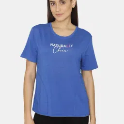 Zivame Blue Graphic Print Sleep Tees-image-64