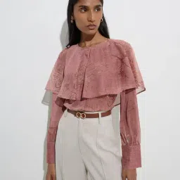 Wardrobe by Westside Dusty Pink Floral Design Top with Camisole-picture-46