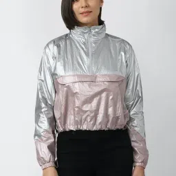 Forever 21 Silver & Pink Regular Fit Jacket-image-92