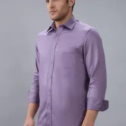 Kenneth Cole Light Purple Cotton Solid Slim Fit Shirt image 4