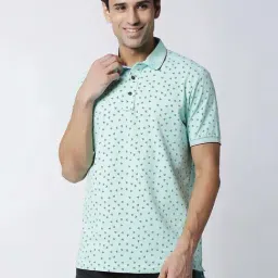Dragon Hill Sea Green Slim Fit Printed Polo T-Shirt-picture-30