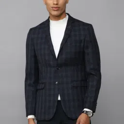 allen solly Men Navy Slim Fit Check Formal Blazer-picture-29