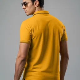 ADRO Men Mustard Cotton Tshirts image 3