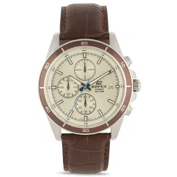 Casio EDifice EFR-526L-7BVUDF Beige Analog Dial Brown Leather Band Men's Watch EX303 image 1