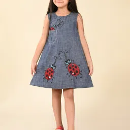 LilPicks Kids Blue Printed Dress image 1