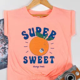 NINS MODA Kids Peach Printed Top image 1