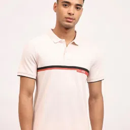 Lee Light Pink Slim Fit Striped Polo T-Shirt image 1