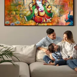 Art Street Multicolor Bvaastu Ganesha Large Panel Wall Art Print image 1