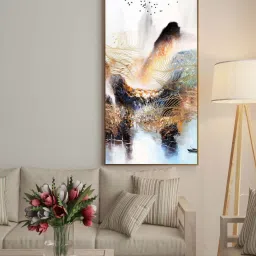 Art Street Gold & Black Colorful Mountain Large Panel Wall Art Print image 1