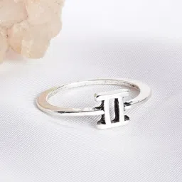Joker & Witch Silver Gemini Zodiac Ring image 1