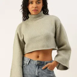 Forever 21 Green Crochet Pattern Cropped Sweater image 1