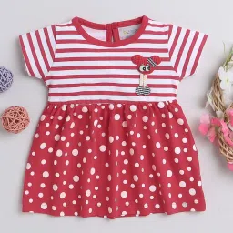 Bumzee Kids White & Red Striped Frock image 1