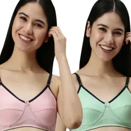Kryptic Sea Green & Baby Pink Cotton Medium Coverage Bralette Bra (Pack Of 2)-picture-15