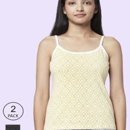 YU by Pantaloons Beige & Grey Cotton Printed Camisoles - Pack Of 2-picture-23
