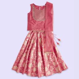 Akkriti by Pantaloons Kids Fuchsia Pink Embroidered Lehenga Cholis-picture-10
