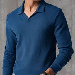 DAMENSCH Men Solid Polo Collar Cotton T-shirt-image-0