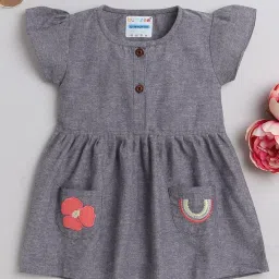 Bumzee Kids Dark Grey Textured Frock image 1
