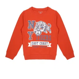Plum Tree Kids Orange Printed Full Sleeves Sweatshirt image 1