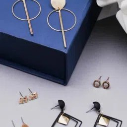 Karatcart Gold-Tone Plated Black Earrings for Women Pack of 5-image-16