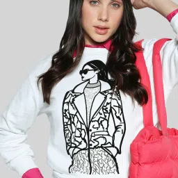 Vero Moda White & Black Printed Sweatshirt image 1