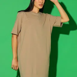 Bewakoof Brown Oversized T-Shirt Dress image 1