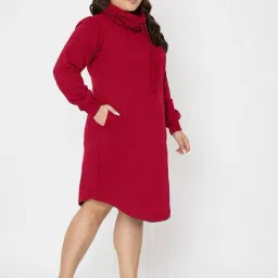 BRINNS Maroon Solid High-low Dress image 4